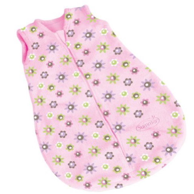 Slumbersack Sleeveless Microfleece- Pink Flower Small/Medium 7-14 lbs