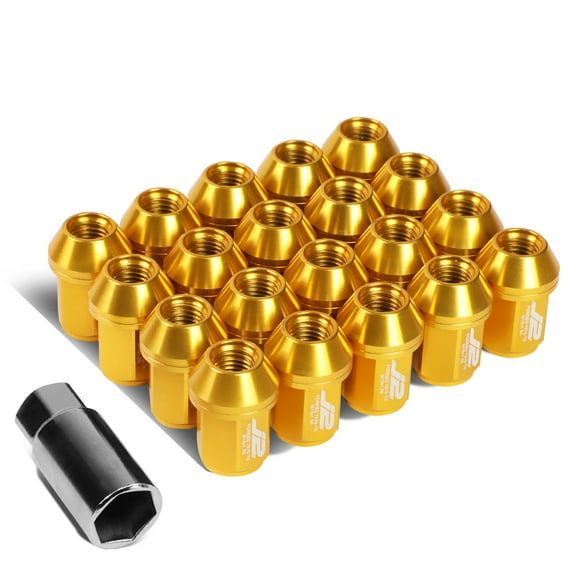 J2 Engineering LN-T7-024-15-GD J2 Engineering 7075 -T6 Forged Aluminum M12X1.5 20Pcs 35mm Height Close -End Lug Nut Set w/Adapter Key (Gold)