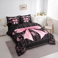thumbnail image 2 of Erosebridal Cheerleader Bow Tie Twin Bedding Sets 7-Piece for Teens,Girls Gymnastics Cheer Team Bedding Comforter Set,Black Reversible,Microfiber Bedroom Decor, 2 of 6