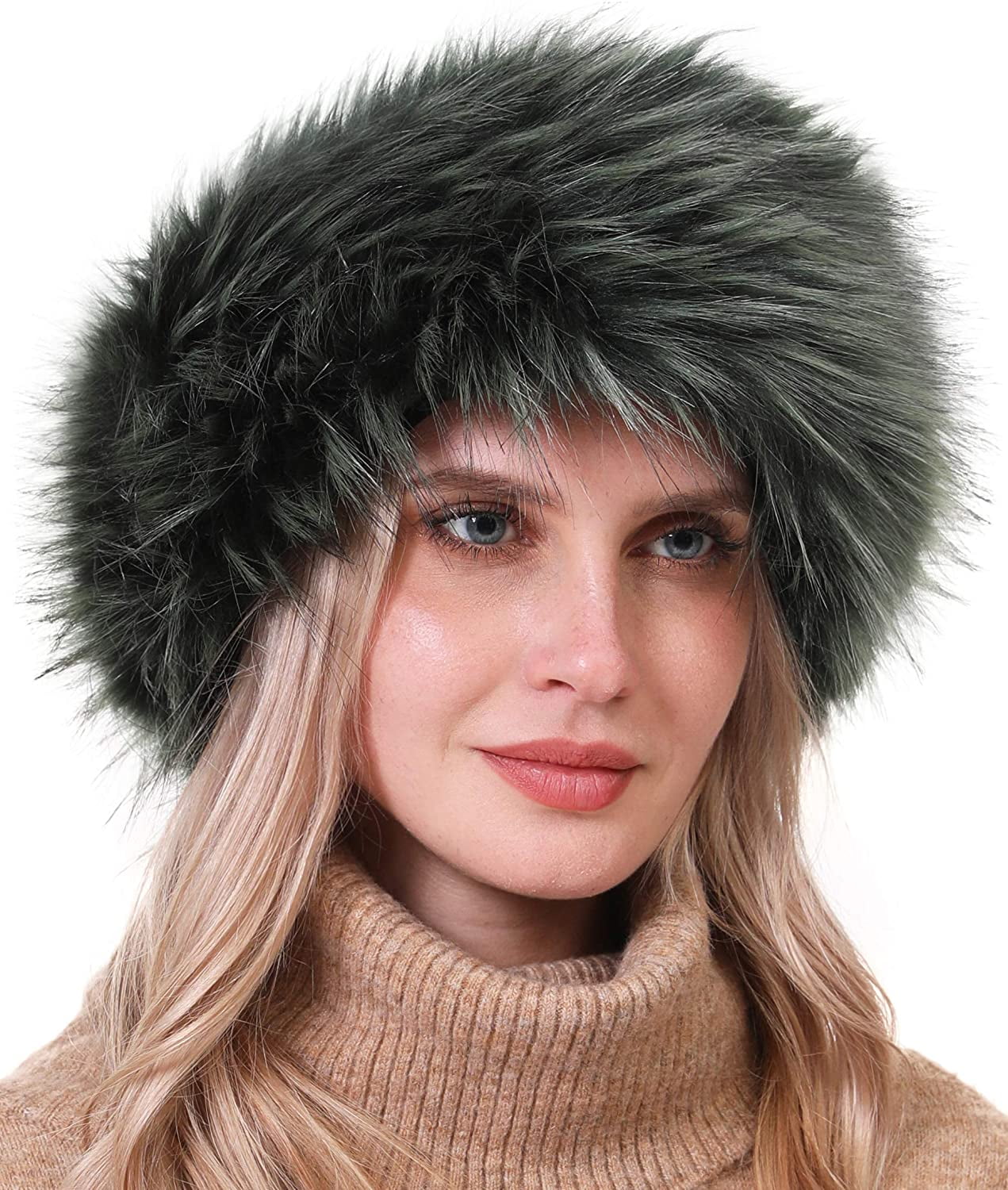 Faux Fur Headband with Elastic for Womens Winter Earwarmer Earmuff 