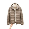 thumbnail image 4 of Winter Puffer Coats for Women Lightweight Puffy Jacket Packable Hooded Down Coat Khaki M, 4 of 5
