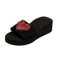 thumbnail image 1 of HBFAGFB Chaussons Mode pour Femmes Décoration Cœur Tendance Talon Compensé Rouge Taille 40, 1 of 7