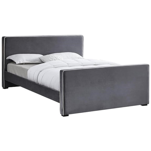Meridian Furniture Dillard Grey Velvet Full Bed