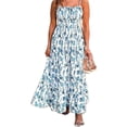 thumbnail image 3 of LKJYER Women  Floral Deep V Neck  Dress, Floral Cami , Summer Long Beach Suspender Dress, Sleeveless Dress, 3 of 8