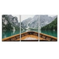 thumbnail image 2 of wall26 Canvas Print Wall Art Boat View of Green Mountain Lake Nature Wilderness Photography Modern Art Rustic Scenic Relax/Calm Multicolor for Living Room, Bedroom, Office - 16"x24"x3, 2 of 4