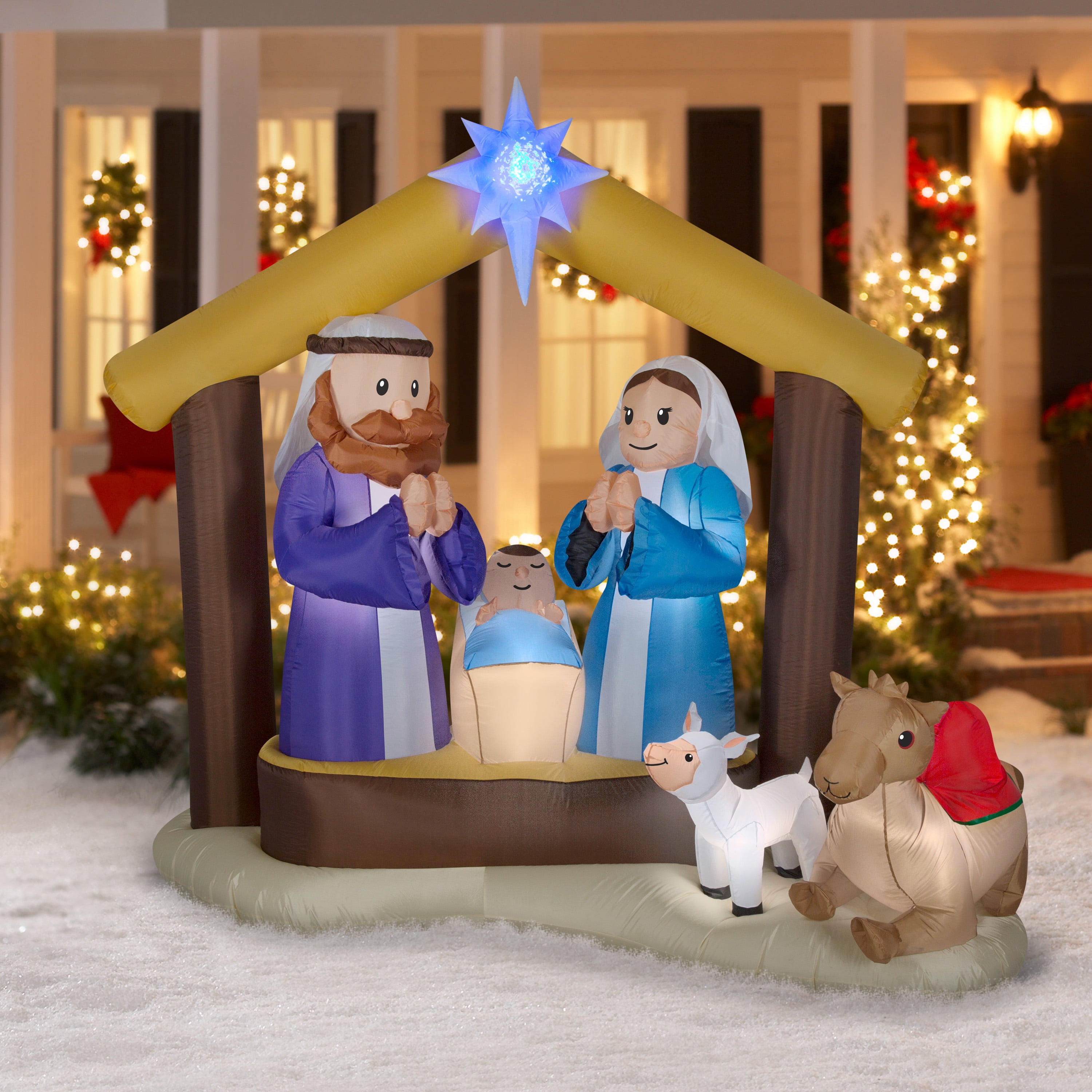 Airblown Inflatables 7 Ft. Starlit Nativity Scene, Prelit  Walmart.com