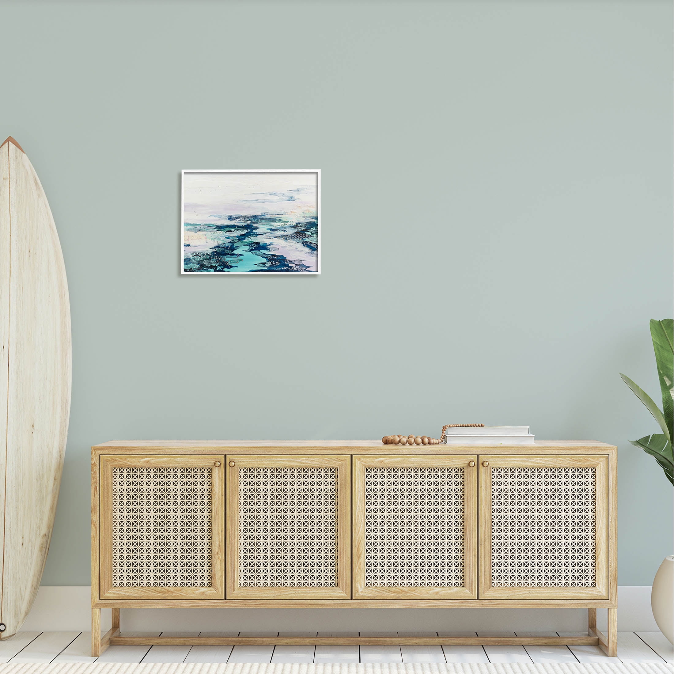Abstract Water Ocean Composition Abstract Graphic Art White Framed Art Print Wall Art