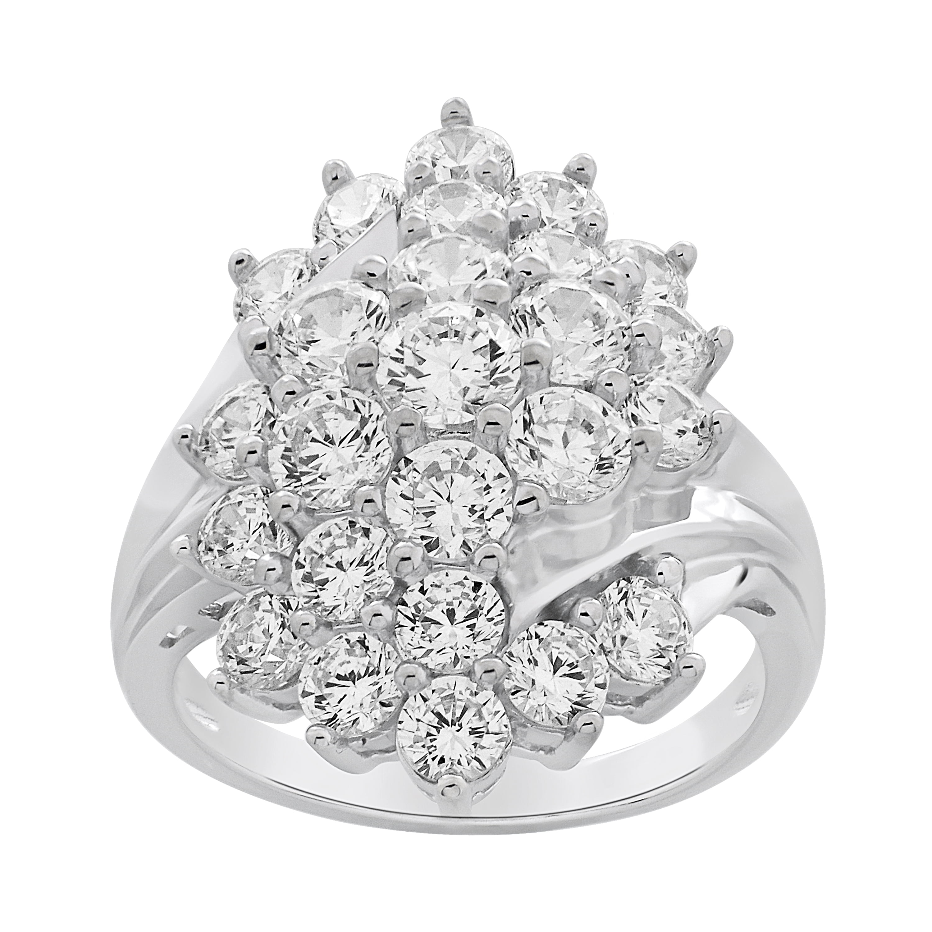 Brilliance Fine Jewelry 925 Sterling Silver Simulated White Diamond Cocktail Ring