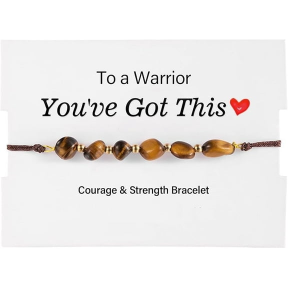 Courage & Strength Bracelet: A Symbol of Resilience for Warriors, Strength Healing Bracelet, "To a Warrior - You've Got This" Handmade Braided Inspirational Bracelets Encouragement Gift for Women