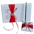 thumbnail image 2 of Ribbon Bow Wedding  Supplies Set Guest Signature Book+pen Holder For Party, 2 of 9