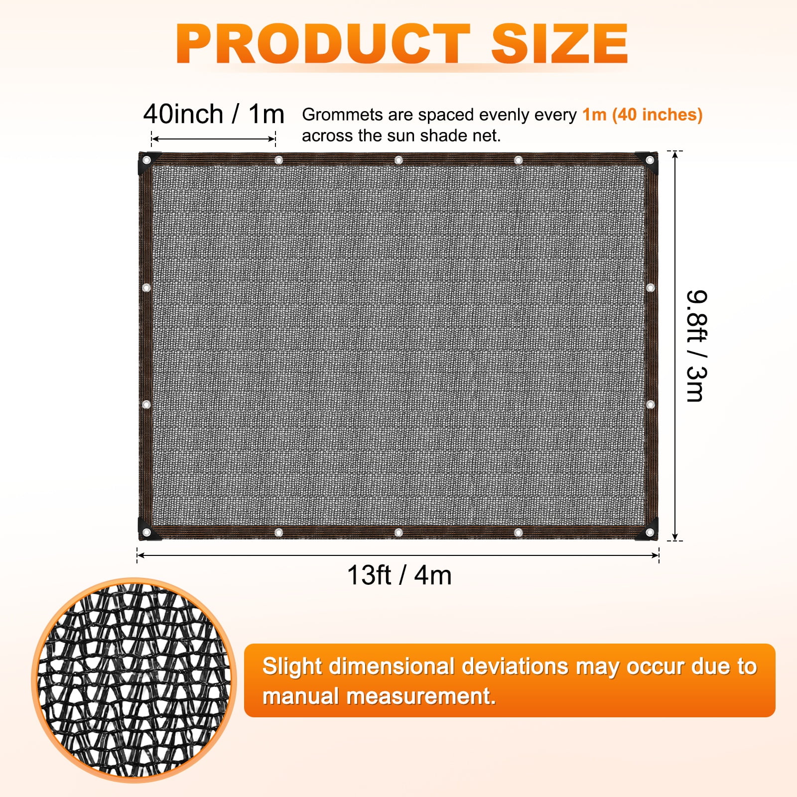 Uxcell 40% Sun Shade Cloth for Garden, HDPE 10x13 FT Sun Shade Net with Reinforced Grommets for Patio/Greenhouse [Black]