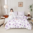 thumbnail image 4 of Manfei Chic Flowers 3 Pieces Queen Comforter Set for Teens Boys Girls,Grey Purple Ultra Soft Bedding Sets,Spring Graden Bedding Comforter Set,Luxury Bedroom Decor, 4 of 8
