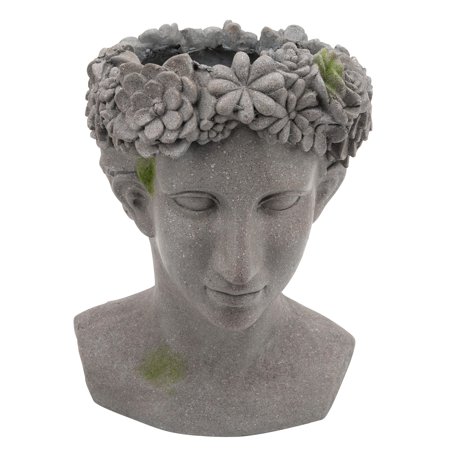 Sagebrook Home Resin, 19"h Lady with Daisies Planter, Gray