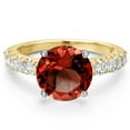 thumbnail image 3 of Gem Stone King 14K Two Tone Gold Red Garnet and Lab Grown Diamond Engagement Ring for Women | 4.25 Cttw | Round 10MM | Gemstone January Birthstone | Size 8, 3 of 6