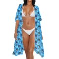 thumbnail image 4 of SCRAWLGOD Palm Tree Hibiscus Print Womens Swimsuit Coverup Open Front Long Bathing Suit Cover Up Soft Breathable Beach Cover Up for Summer, 4 of 6
