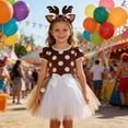 thumbnail image 2 of HXWCHs Girls Birthday Party Tutu Skirt Carnival Deer Tutu Skirt Girls Party Dress Cartoon Mesh Short Skirt for Kids toddler 7-8 Years White, 2 of 7