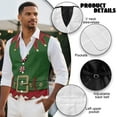 thumbnail image 6 of Yuyamidu Christmas Men's Suit Vest Santa Claus Clothes Casual Waistcoat Vest for Men Size M Leisure Dress Business Vests for Wedding Party Tuxedo V-neck Waistcoat with Pockets, 6 of 7