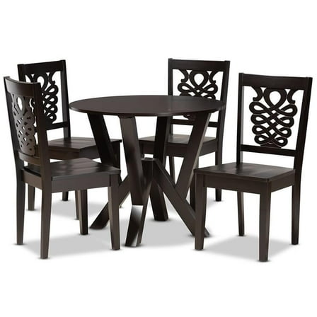 Bowery Hill Transitional Dark Brown Finished Wood 5-Piece Dining Set
