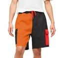 thumbnail image 3 of JoveMarine Men's Color-Block Casual Shorts, American Style 5-Pocket Design, Versatile Fashion Shorts for Daily, Beach and Summer Parties Saffron M, 3 of 5