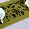 thumbnail image 5 of PiccoCasa Flower Blossom Flocked Damask Table Runner Home Decor, 76"X11", Green, 5 of 7