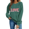 thumbnail image 5 of Womens Valentine's Day Sweatshirt Love Graphic Oversized Crewneck Casual Loungewear Shirt Green,Size S, 5 of 6