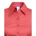 thumbnail image 4 of J. METHOD Women's Tailored Button Down Shirt Cuffed Short Sleeve Stretch Collar Office Work Formal Casual Basic Blouse Top NEWT06 Coral 1X, 4 of 5