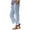 Blue, variant on Women's Cotton Linen Cropped Pants Elastic Waist Plaid Gingham Capri Pants Summer Casual Beach Trousers with Pockets