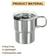 thumbnail image 3 of Uxcell 1 paquete de tazas de acero inoxidable 304 con asa y tapa, vasos de agua de metal de doble pared de 10 oz, 3 of 7