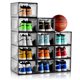 thumbnail image 1 of Organizadores de almacenamiento de zapatos transparentes grises paquete de 12 cajas apilables para clóset caja de zapatos de plástico frontal con puer, 1 of 7