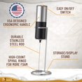thumbnail image 3 of Hand-Held Milk Frother for Coffee, Electric Whisk Drink Mixer, Silver & Black, by Mata1-USA, 3 of 9