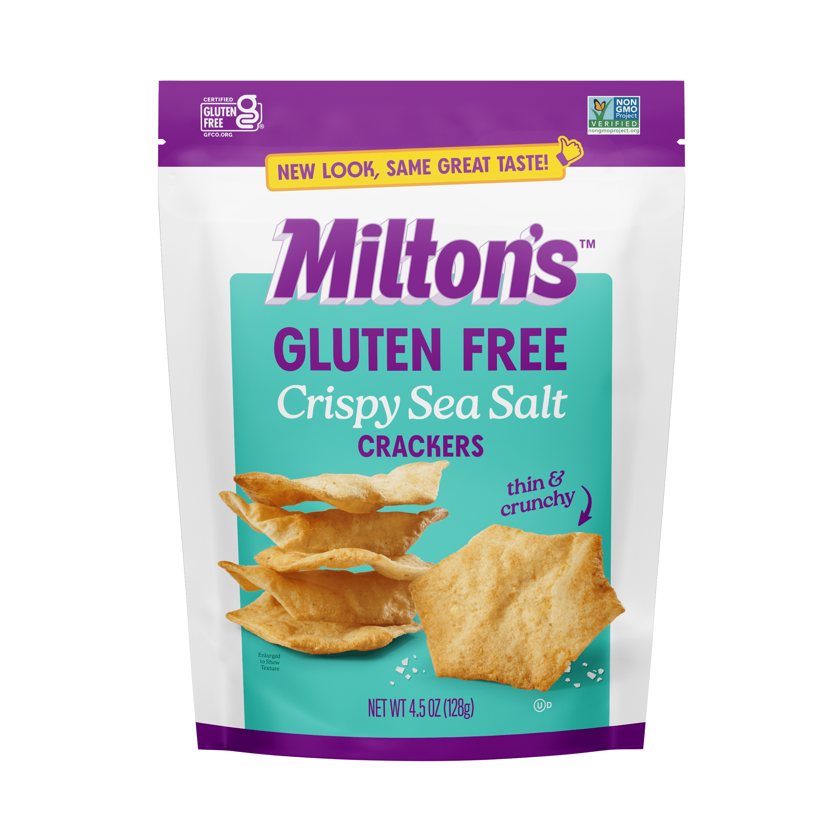 (2 pack) Milton's Gluten Free Crackers - Crispy Sea Salt, 4.5oz, Plastic Bag