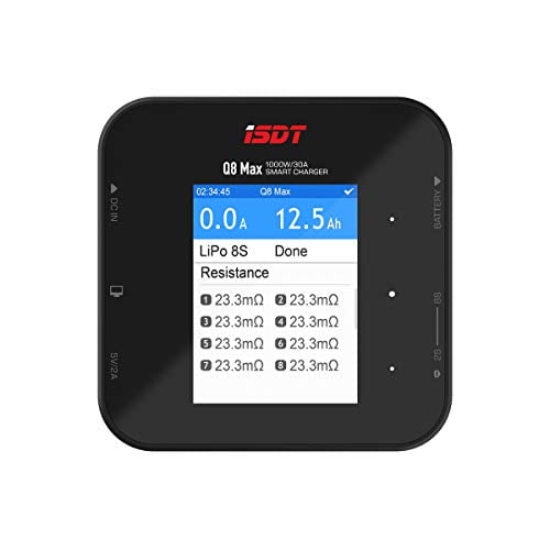 ISDT Q8 MAX Battgo Lipo Battery Charger/Discharger, Balance Charger Discharger 30A 1000W DC 2-8S LCD Display Digital Smart Battery Balance Charger Li-