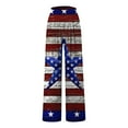 thumbnail image 5 of Gifts Usmixi Womens Independence Day Pants 4th of July Fashion Star Flag Print Wide Leg Trousers High Waist Loose Straight Long Pants Blue s, 5 of 5