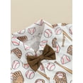 thumbnail image 6 of Caoirhny Todder Little Boy Summer Outfit, Baseball Print Lapel Neck Short Sleeve Tops with Bowtie Elastic Waist Shorts Toddler Set 6M-4T, 6 of 9