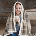 thumbnail image 5 of Tirrinia Sherpa Fleece Throw Blanket, Super Soft, Warm, Comfy Plush Fleece Throw Blankets and Throws for Bed, Couch or Cabin, Beige Buffalo Plaid, 50" x 60", 5 of 7