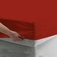 thumbnail image 2 of BedDecor 400TC 100% Egyptian Cotton 1 Pcs Fitted Sheet 15 Inches Solid Blood Red Color Full Size, 2 of 3