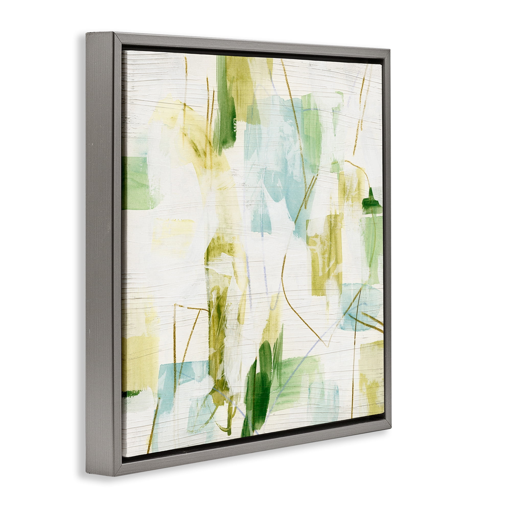 Stupell Industries Expressive Muted Abstraction Abstract Painting Gray Floater Framed Canvas Art Print Wall Art, 18 x 18