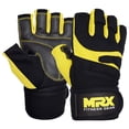 thumbnail image 3 of Weightlifting Gloves with Integrated Wrist Wrap Support Half Finger Body Building Gym Glove Yellow X-Large, 3 of 6