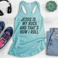 thumbnail image 2 of Jesus Is My Rock And That's How I Roll Tank Top, Ladies Racerback Tank Top, Christian Religious Rock Tank, Cancun, Medium, 2 of 3