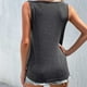 thumbnail image 5 of Blusa sin mangas con botones torcidos Cuello redondo Camisa sin mangas con dobladillo torcido para verano Gris oscuro XL, 5 of 7