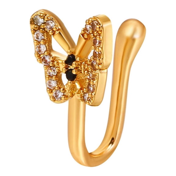 Wholesale U Shaped Fake Nose Ring Diamond Studded Butterfly Nose Nail No Hole Nose Clip Piercing Jewelry