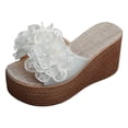 thumbnail image 6 of Pandaie Women's 3D Flower Platform Sandals Bohemia Dressy Wedge Slides Casual Summer Beach Slippers Open Toe Walking Outdoor Shoes White Size 9.5, 6 of 7
