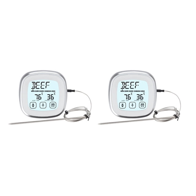 2X Termómetro Digital de Carne para Parrilla - Horno de Cocina Cocina Medidor de Temperatura Instantáneo con Sondas con Cable de Metal