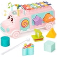 thumbnail image 1 of Juguetes para bebés de 12 a 18 meses, juguetes para niños de autobús musical, juguetes para niños y niñas de 1 año con bloques de construcción, juguetes musicales para niños de 1 a 3 años, regalos de JAMW Sencillez, 1 of 4