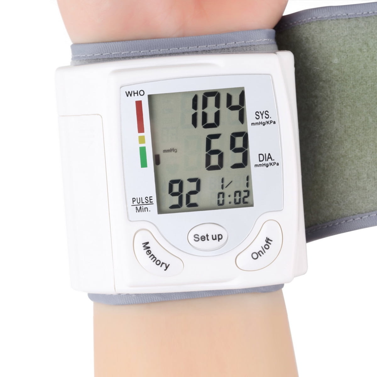 Auto Wrist Blood Pressure Monitor Heart Pulse Monitoring with Adjustable Cuff