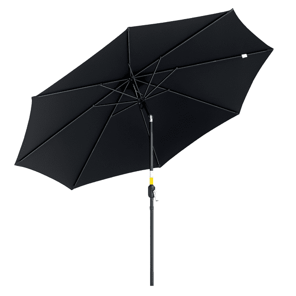 Outsunny Parasol de Marché Rond 10 Pieds x 8 Pieds, Parasol de Patio, Noir