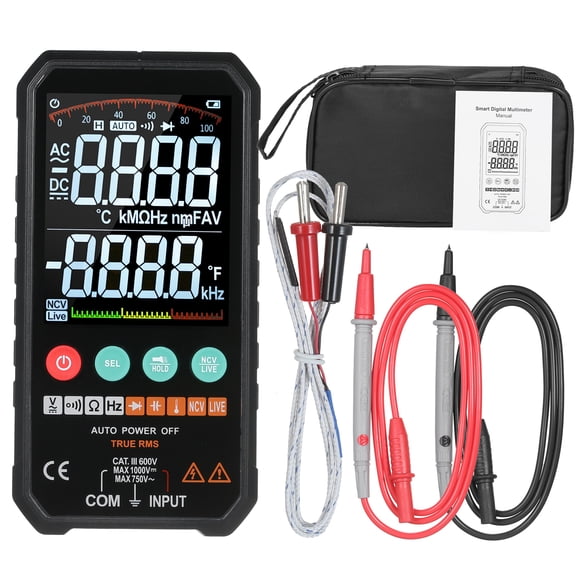 Amdohai Mastfuyi Super Mince Paume Taille 3.3 Pouces LCD Multimètre Numérique 6000 Comptes Vrai RMS Mètre Universel Haute Précision Mesure Intelligente AC/DC Résistance de Tension Capacité Fréquence Continuité Diode