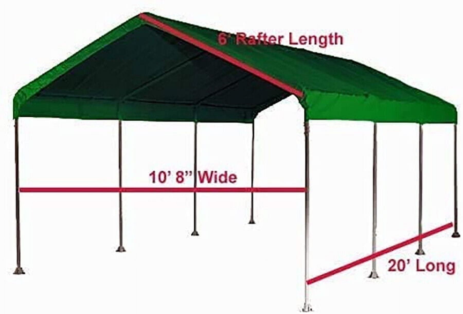 12' X 20' Canopy Replacement Cover - for Frames 10' W X 20' L (See Diagram) Green Carport Replacement Top