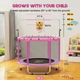 thumbnail image 6 of FUNTOK Trampoline for Kids w/ Swing 440LBS, 55" Mini Trampoline for Toddler Age 2-5, Adjustable Mini Indoor Small Trampoline w/ Net Basketball Hoop, Sandbag, Hanging Rings, Pink, 6 of 9