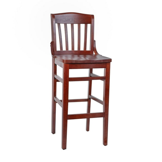 HERCULES Series School House Back Mahogany Wood Restaurant Barstool